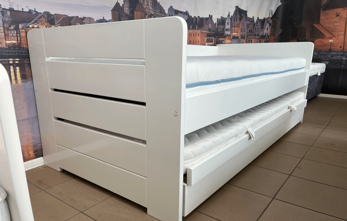 ŁÓŻKO DREWNIANE DWUPOZIOMOWE Z POJEMNIKIEM