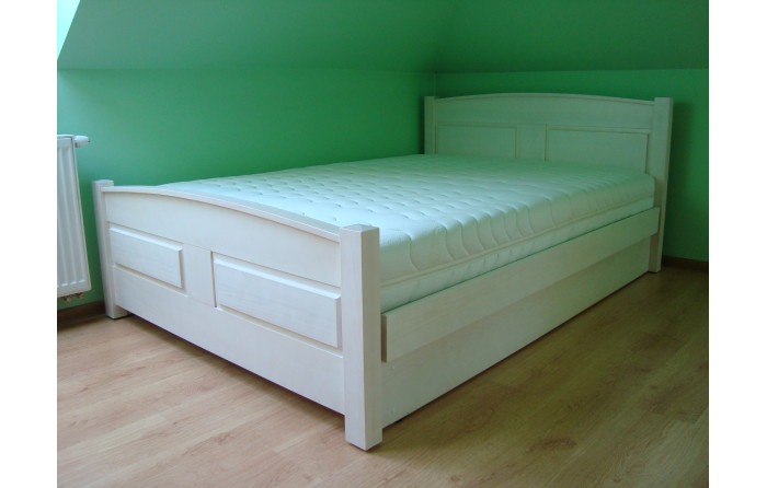 ŁÓŻKO DĘBOWE Z POJEMNIKIEM SANDRA