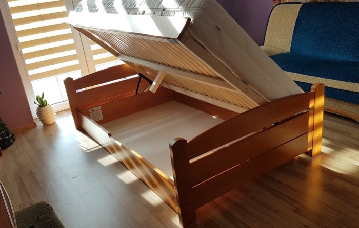 ŁÓŻKO DREWNIANE Z POJEMNIKIEM ŁUKOWE NISKIE SZCZYTY